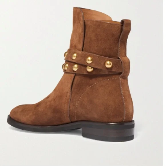 NWOB See by Chloe Studded Suede Ankle Boots - Brown, 39.5